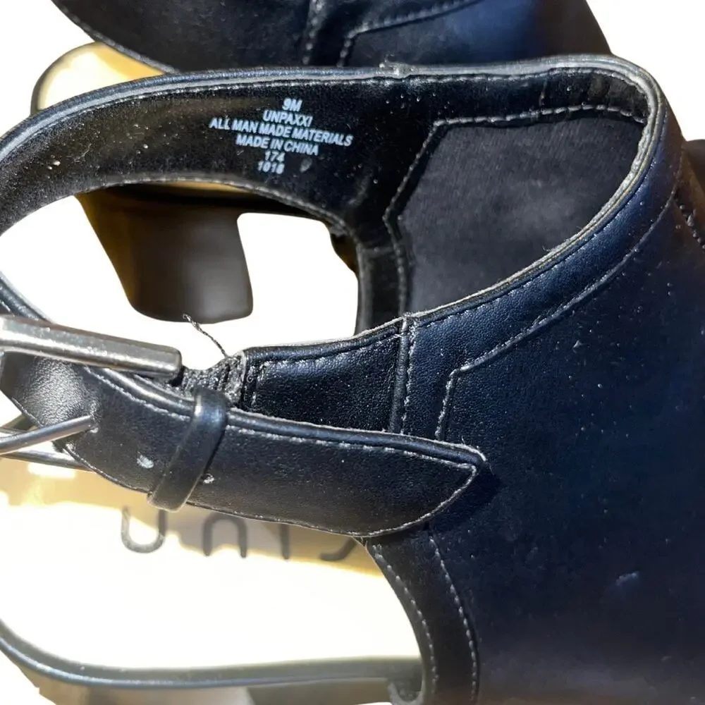 UNISA Open Toe Heel Shoes Shootie Size 9 Chunky Heel Western Peeptoe